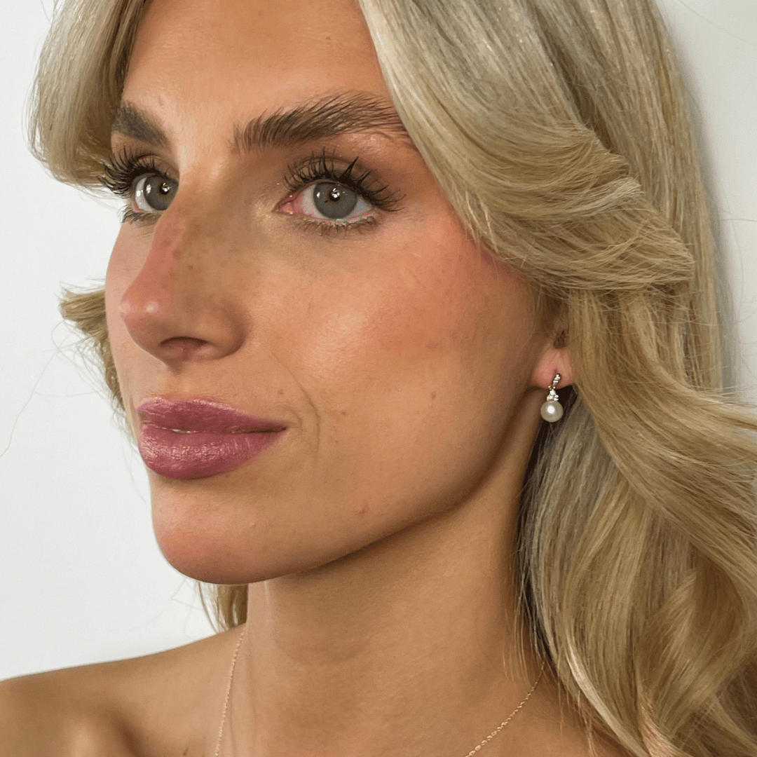 Gold Diamond and Pearl Drop Earrings