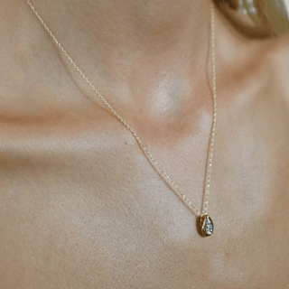 Gold Necklace with Diamond Pear Cluster