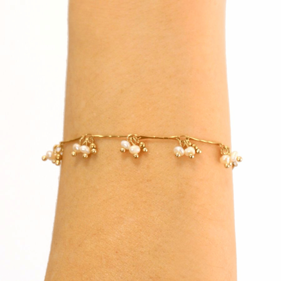 Dainty Pearl Charm Bracelet