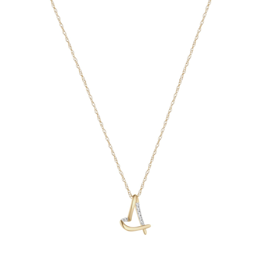 Gold Diamond Necklace with Floating Heart