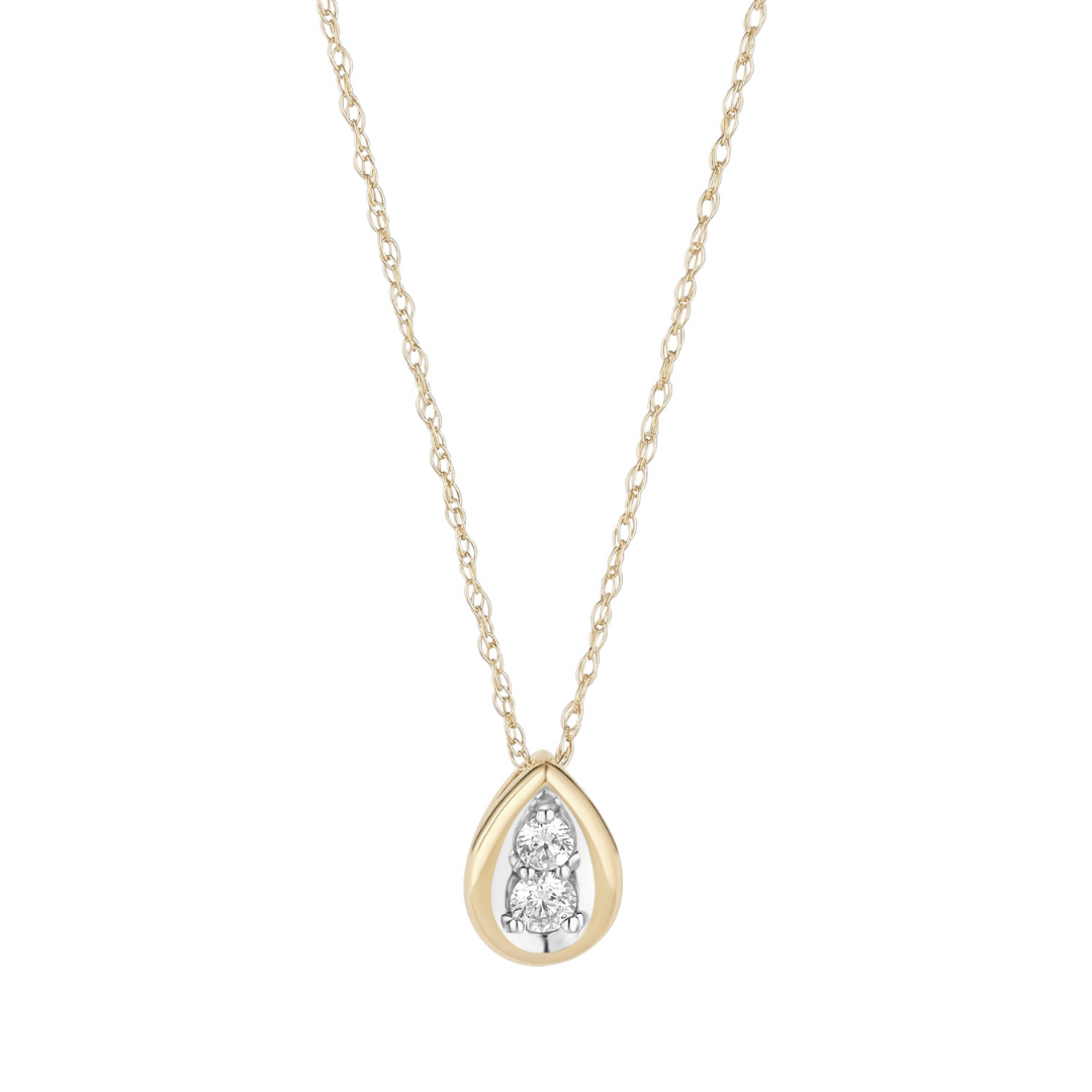 Gold Necklace with Diamond Pear Cluster