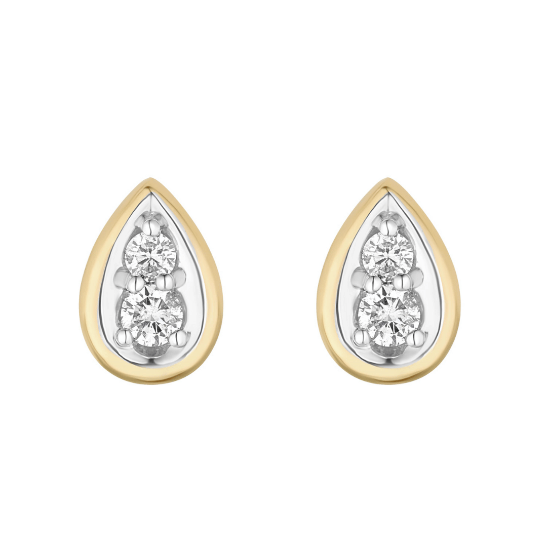 Gold Diamond Cluster Pear Stud