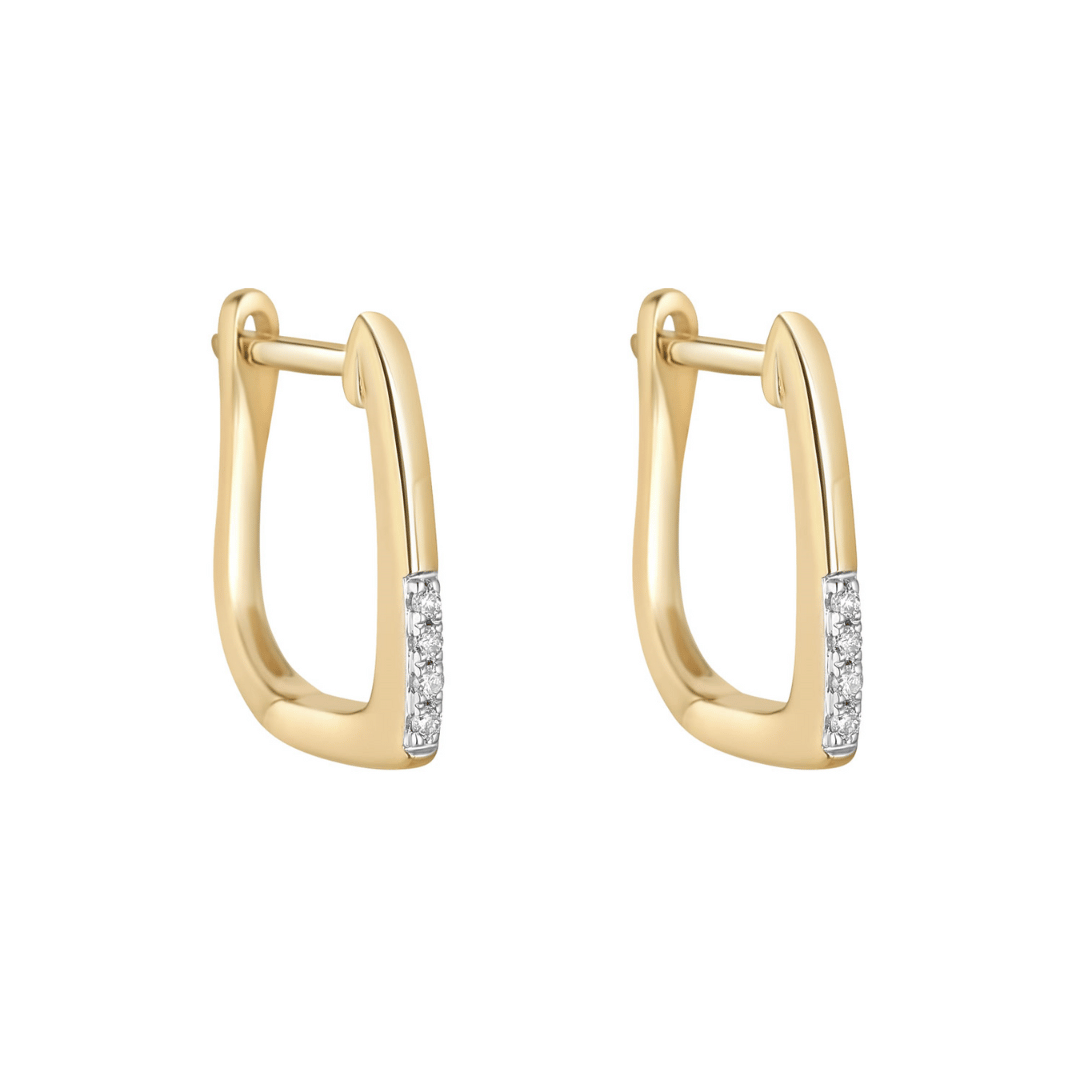 Gold Diamond Set Square Huggie