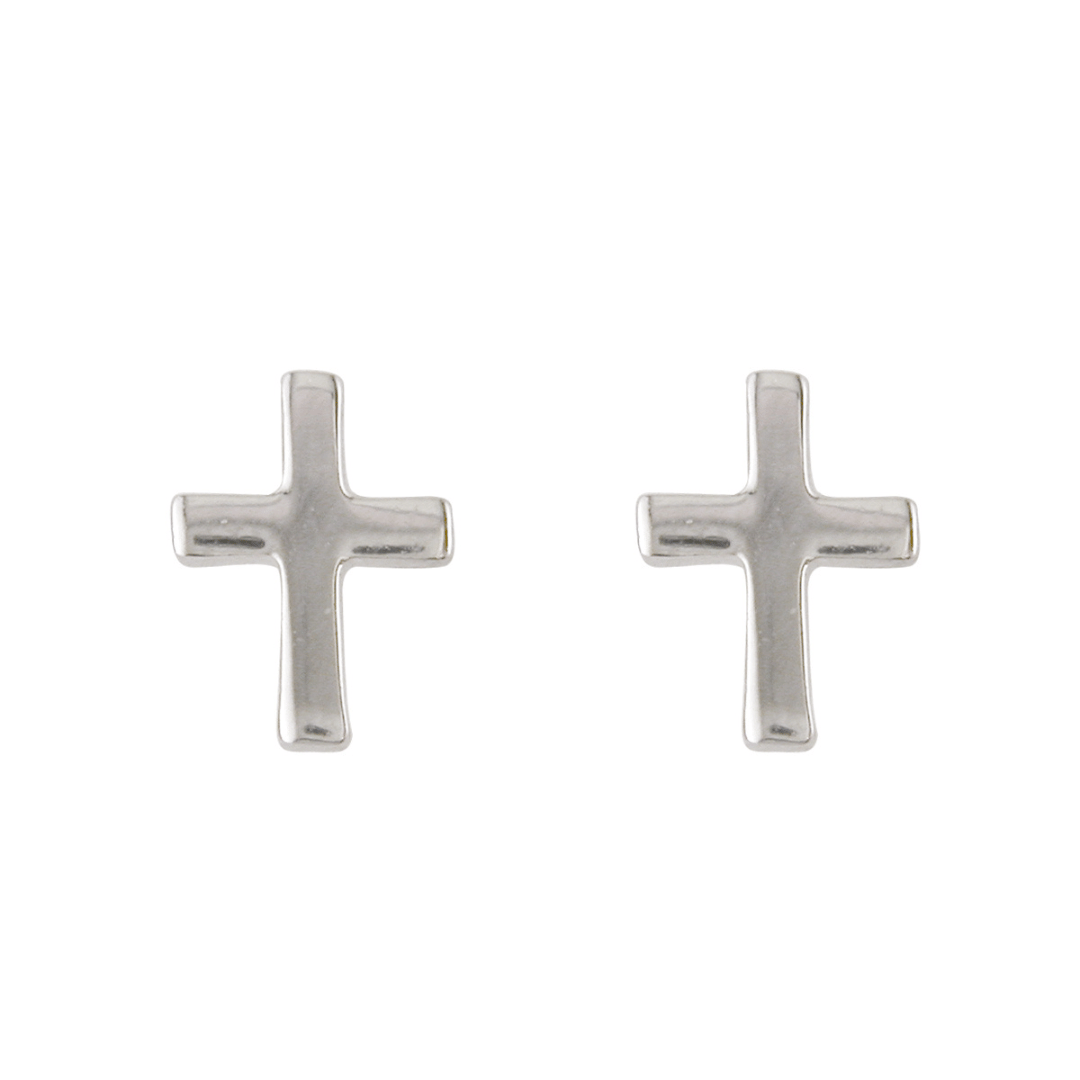 Silver Tiny Cross Studs