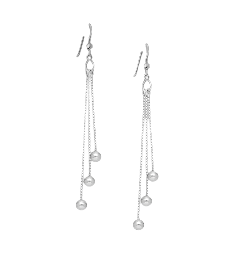 Silver Three Chain Drop Earrings