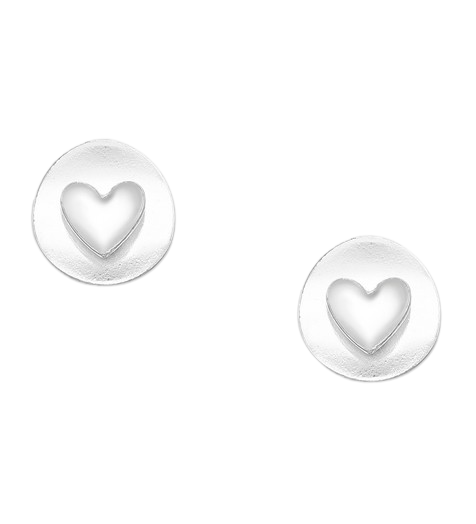 Silver Raised Heart Stud Earrings