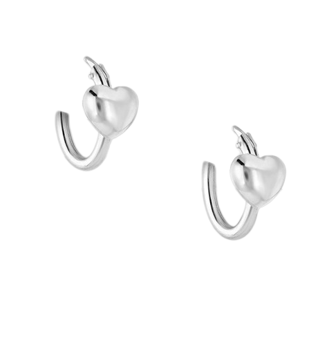 Silver Front Facing Heart Huggies