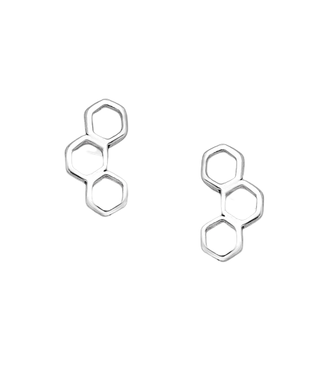 Silver Honeycomb Stud Earrings