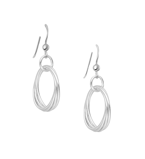 Silver Multi-Hoop Drop Earrings