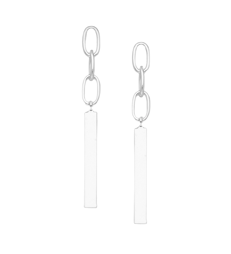Silver Chain-link Bar Drop Earrings