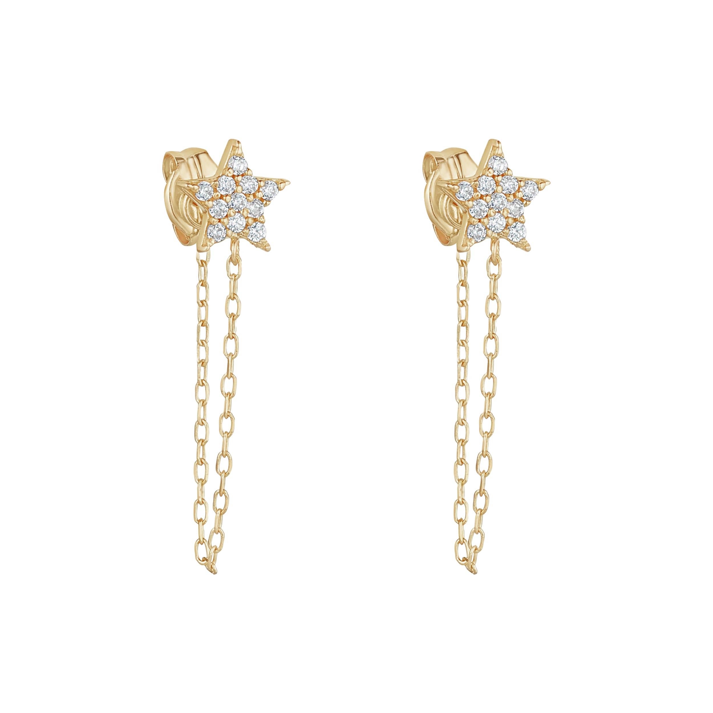 Star Chain Stud Earrings