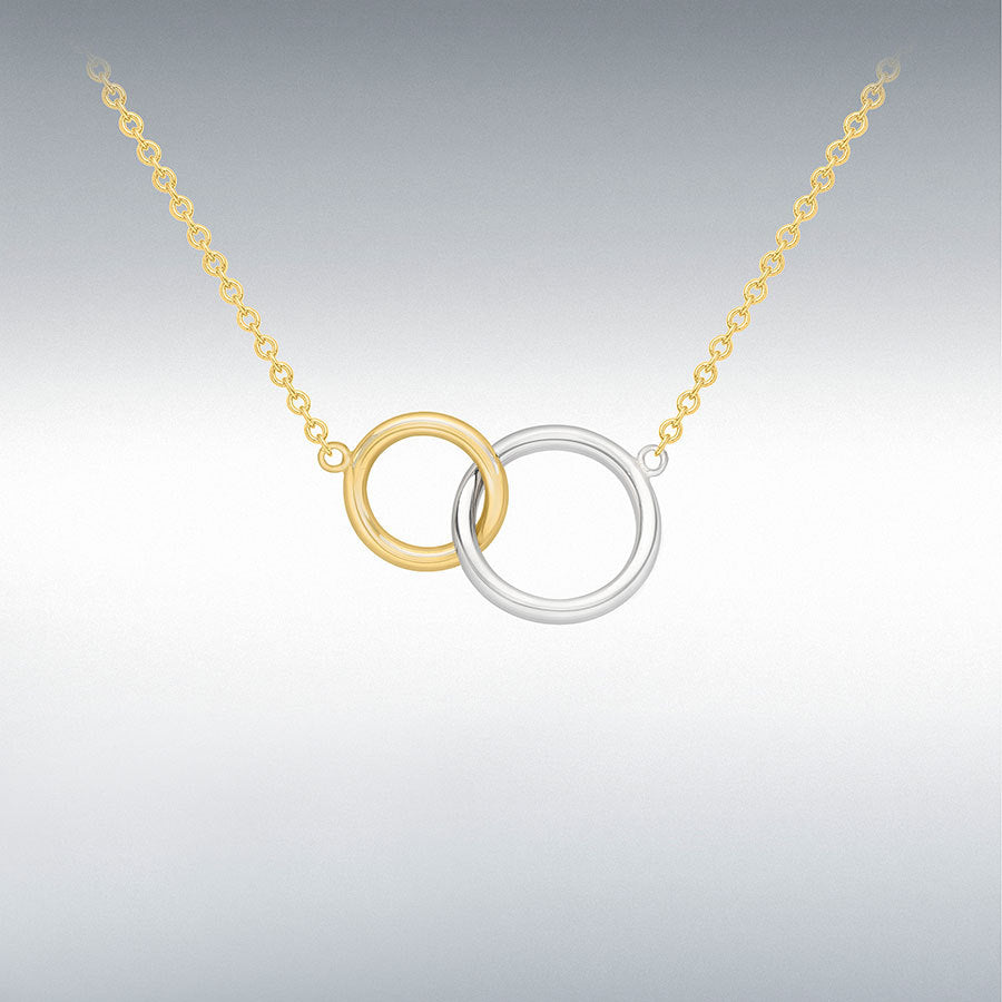 9ct 2-Colour Linked-Rings Adjustable Necklace