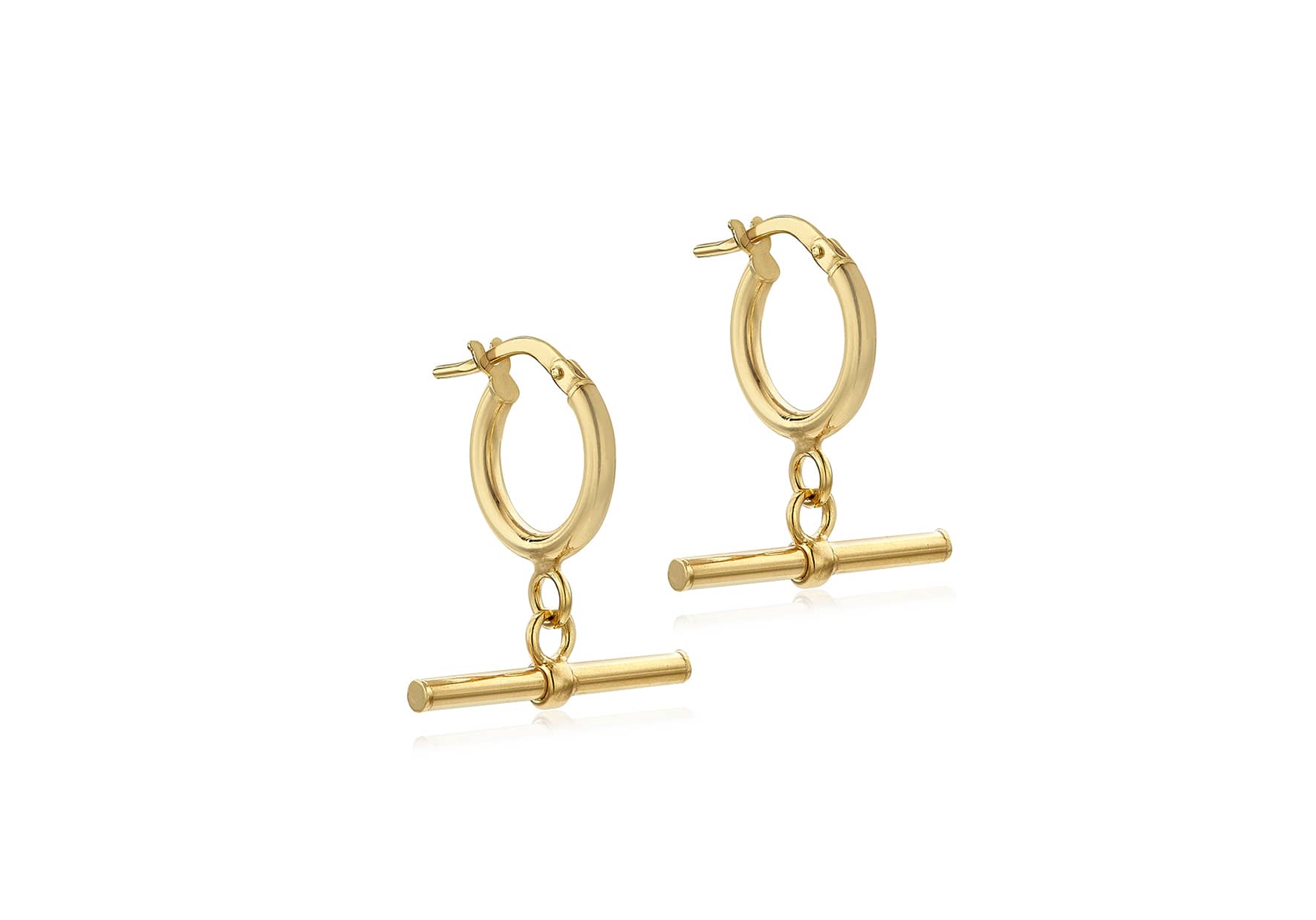 9ct Gold T-Bar Hoop Earrings