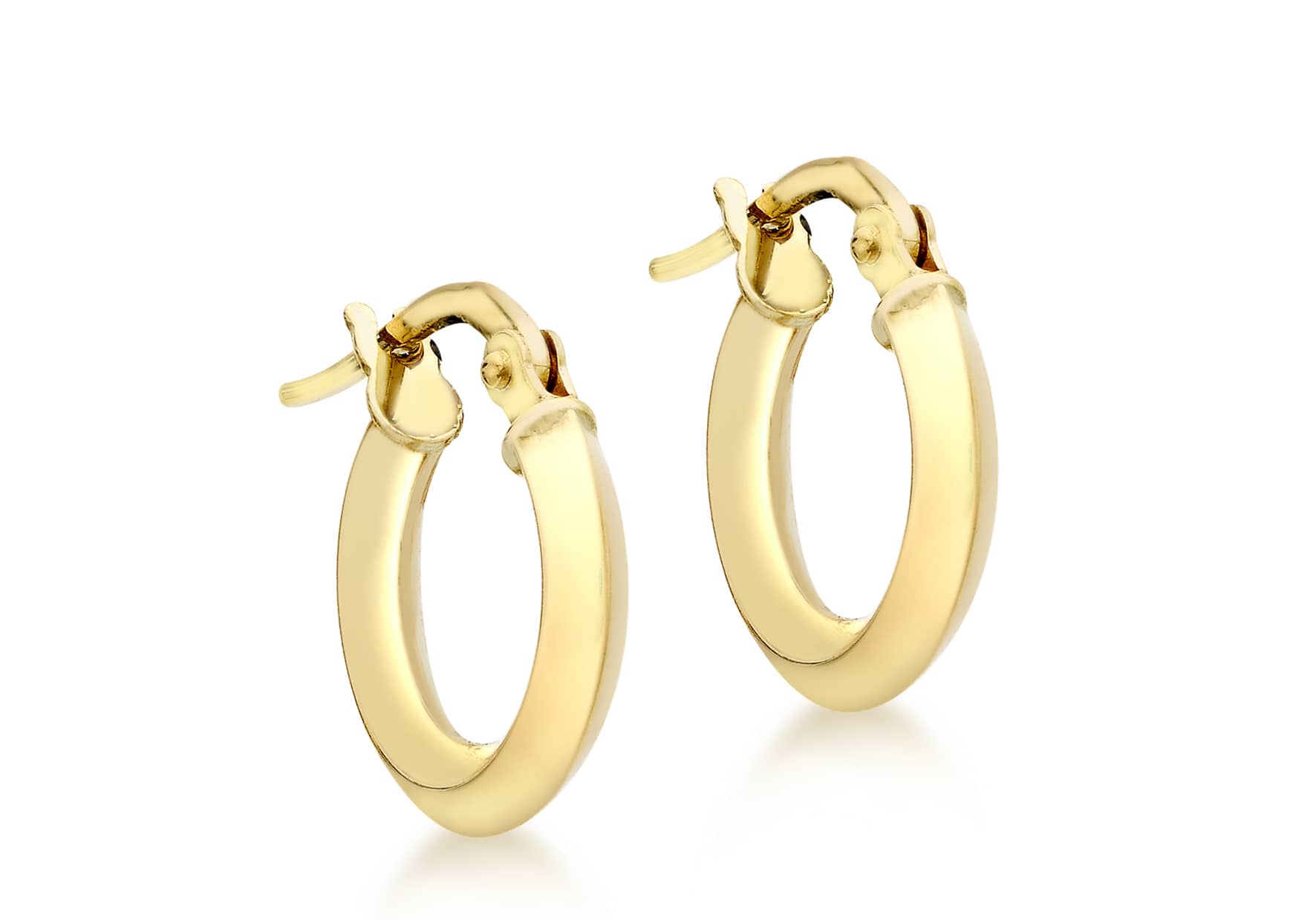 9ct Gold Pointed Edge Hoop Earrings