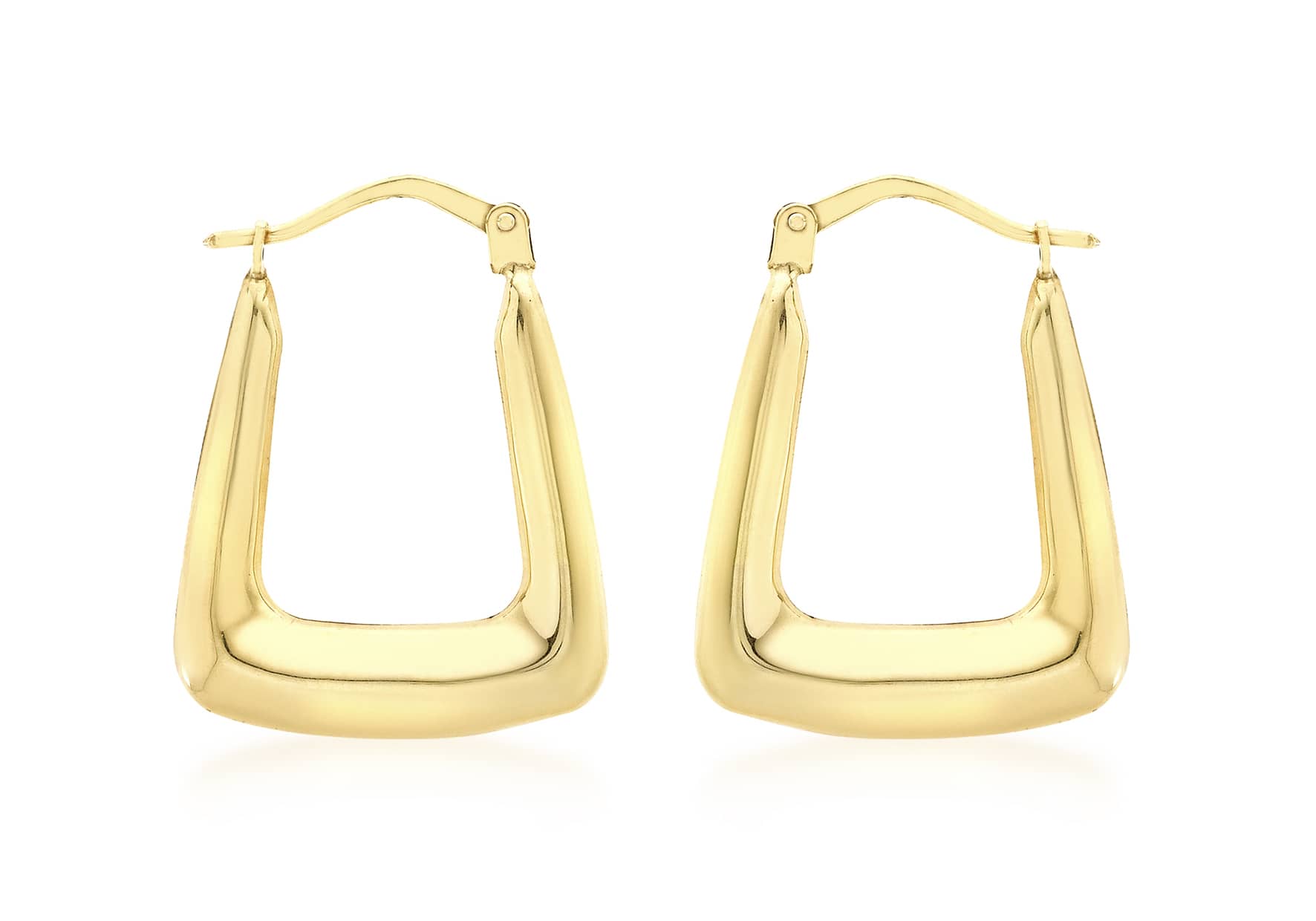 9ct Gold Large Rectangle Hoop Earrings