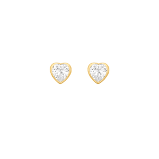 9ct Gold Heart Bezel Stud Earrings