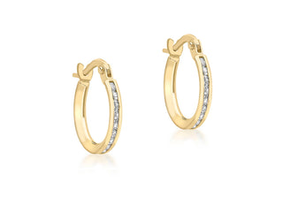 9ct Gold CZ Band Hoop Earrings