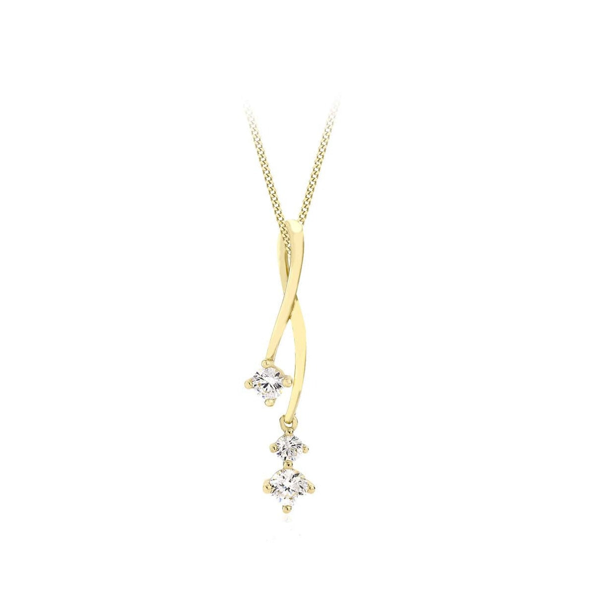 9ct Gold Crossover Necklace