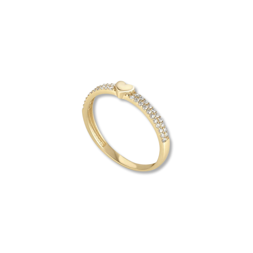 9ct CZ Band with Dainty Heart Centre