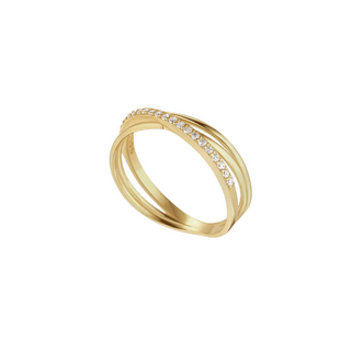9ct GOLD CUBIC ZIRCONIA SET MULTI ROW CROSSOVER BAND