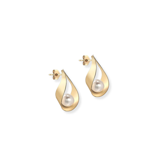 9ct Yellow Gold Freshwater Pearl Sling Stud Earrings