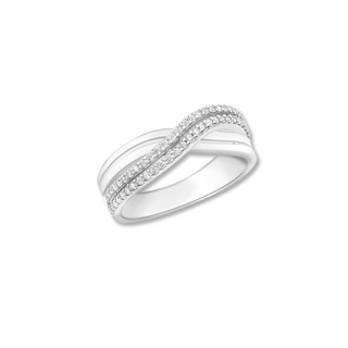 9ct White Gold Crossover Ring