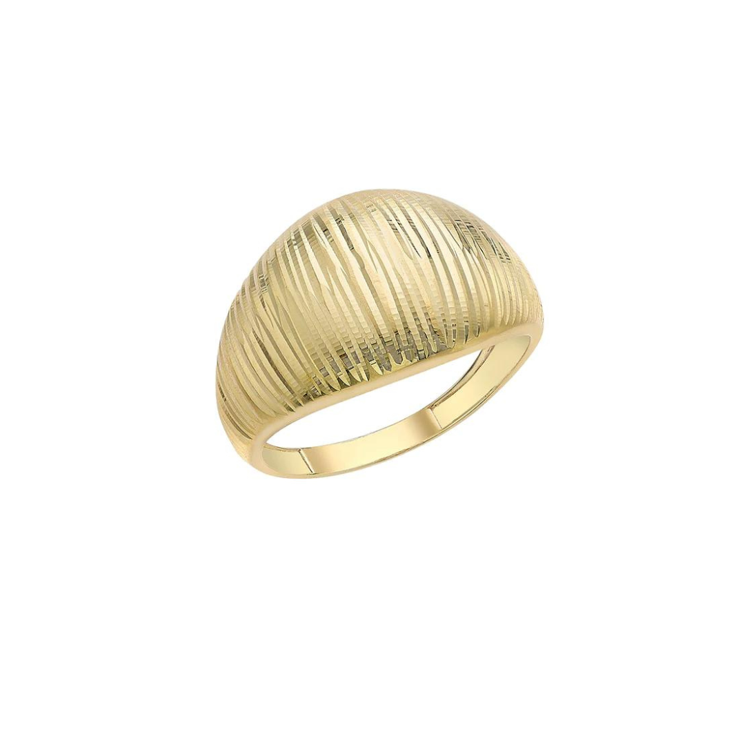 9ct Gold Etched Dome Ring