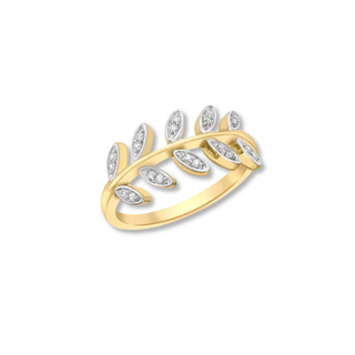9ct Gold CZ Leaf Ring