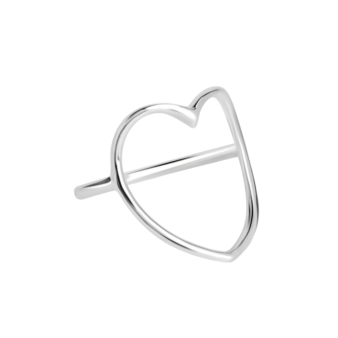 Silver Heart Outline Ring