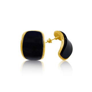 Midnight Edge Gold Stud Earrings