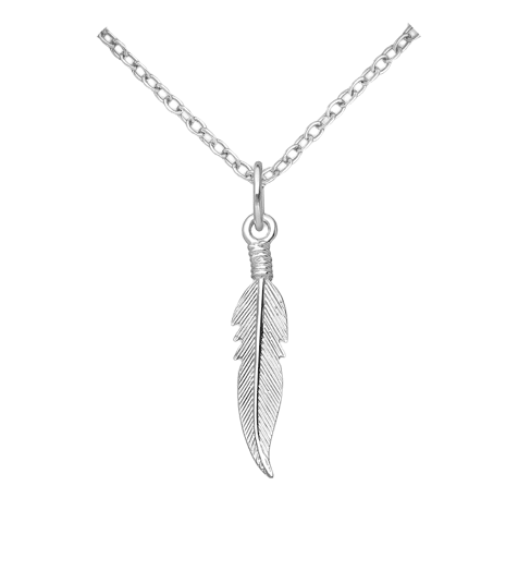 Silver Feather Drop Necklace