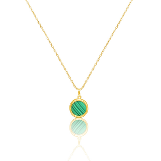 9ct Malachite Disc Necklace