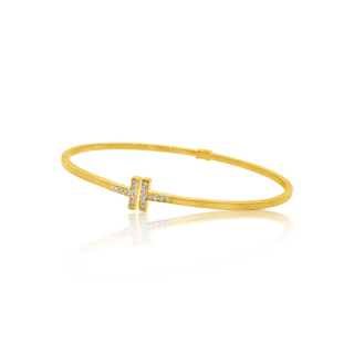 9ct Gold CZ Open Bangle