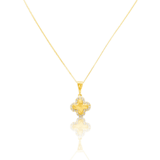 9ct Gold CZ Clover Necklace
