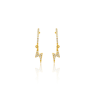 9ct Gold CZ Lightning Drop Earrings