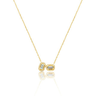 9ct Gold Double Blue Topaz Necklace