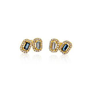 9ct Gold Blue Topaz Duo Studs