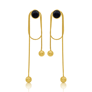 Noir Long Drop Chain Earrings
