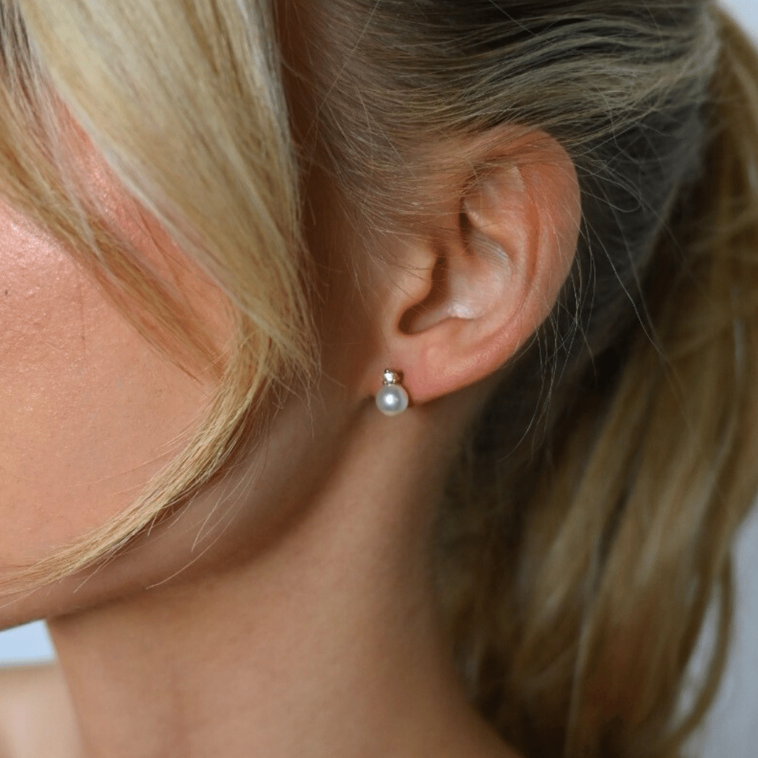 9ct Gold CZ Pearl Drop Earrings