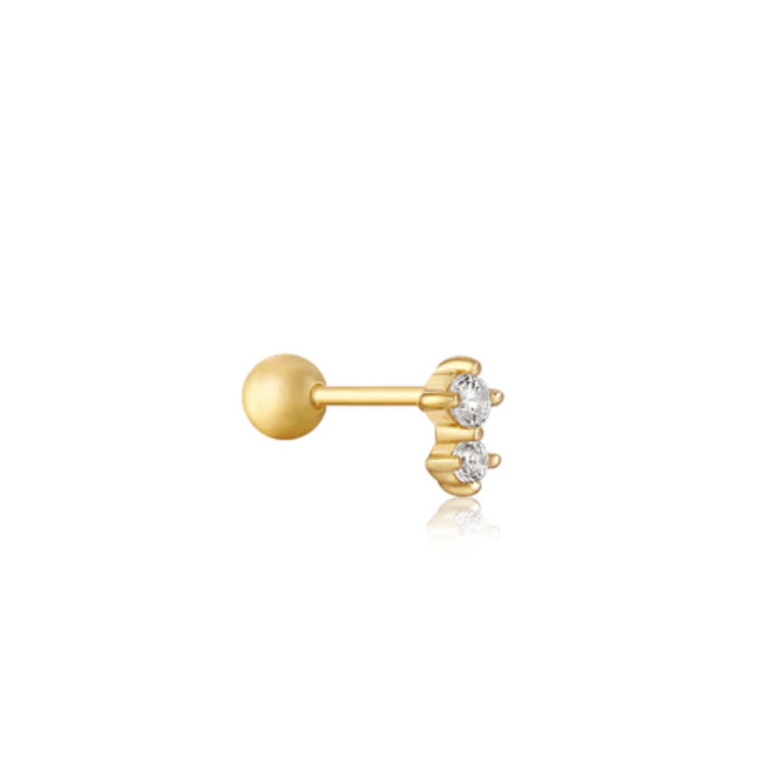 Gold Double Sparkle Barbell Single Earring