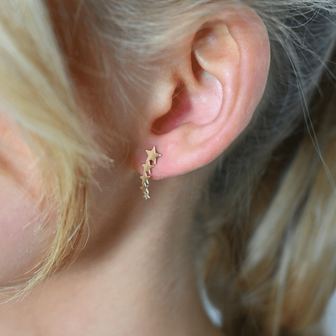 9ct Star Climber Earrings