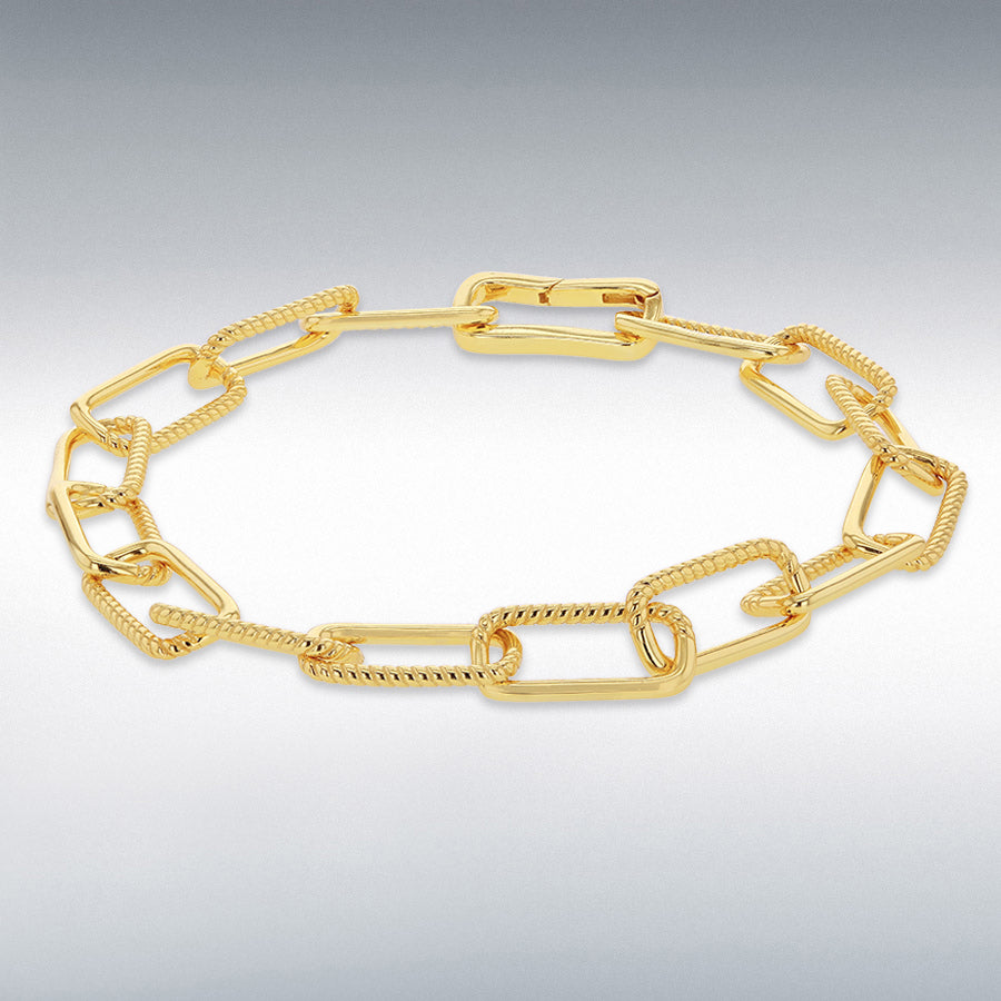 Gold Plated Half-Twisted-Link Paper Chain Bracelet