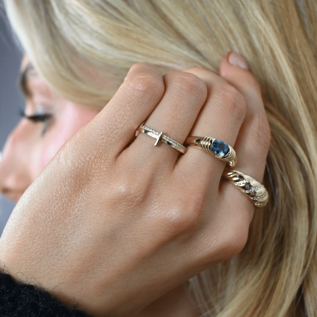 14k Iconic Pave Croissant Ring