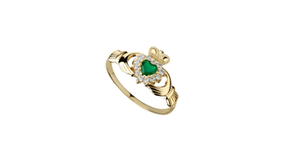 9CT Emerald Gold Claddagh Ring