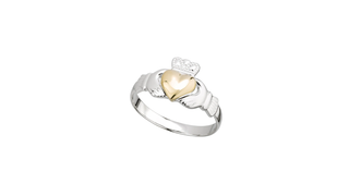 Sterling Silver Gold Heart Claddagh Ring