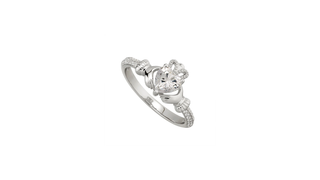 April Birthstone Crystal Claddagh Ring