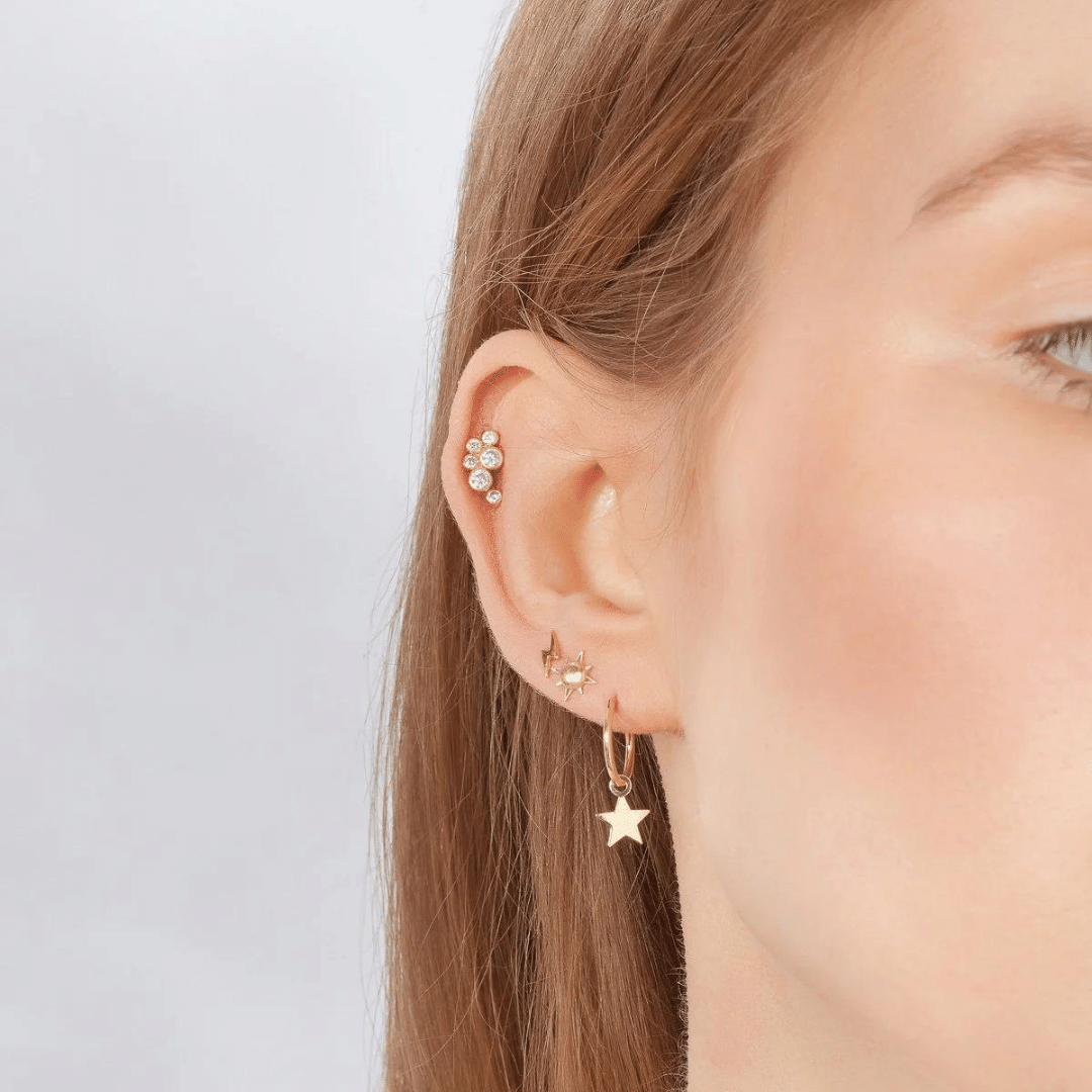 Gold Stud Sun Earring