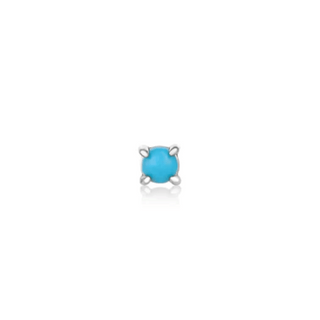 Silver Turquoise Cabochon Barbell Single Earring