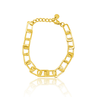 Gold-Plated Rectangle Link Bracelet