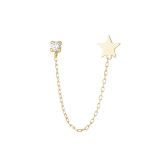 GOLD STAR/CZ CHAIN DOUBLE PIERCING